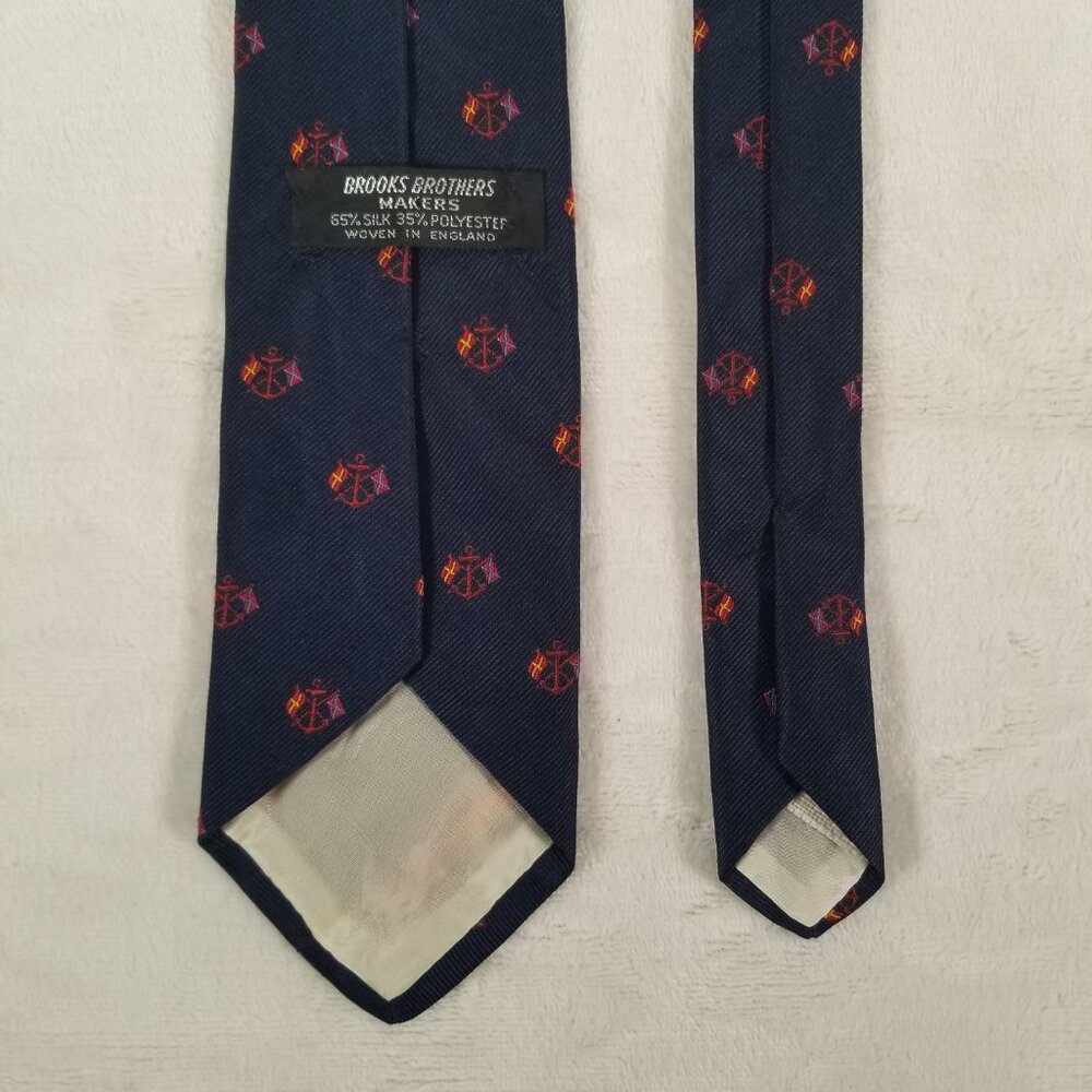 Brooks Brothers Makers Men Tie Silk Blend Made in England W 3 3/8 by L 55.5 Flag - Picture 3 of 8